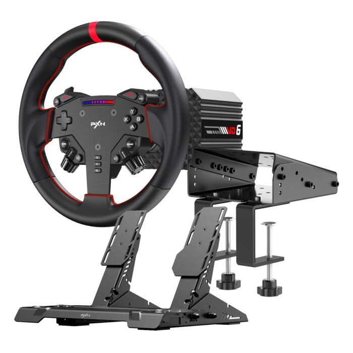 PXN VD6 Direct Drive Sim Racing Wheel | PD-HM Dual Pedal | Z9 Clamp Bundle - Image 2