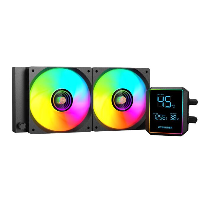 PCBuilder BLIZZARD FROST 240mm AIO ARGB Liquid CPU Cooler - Black - Image 2