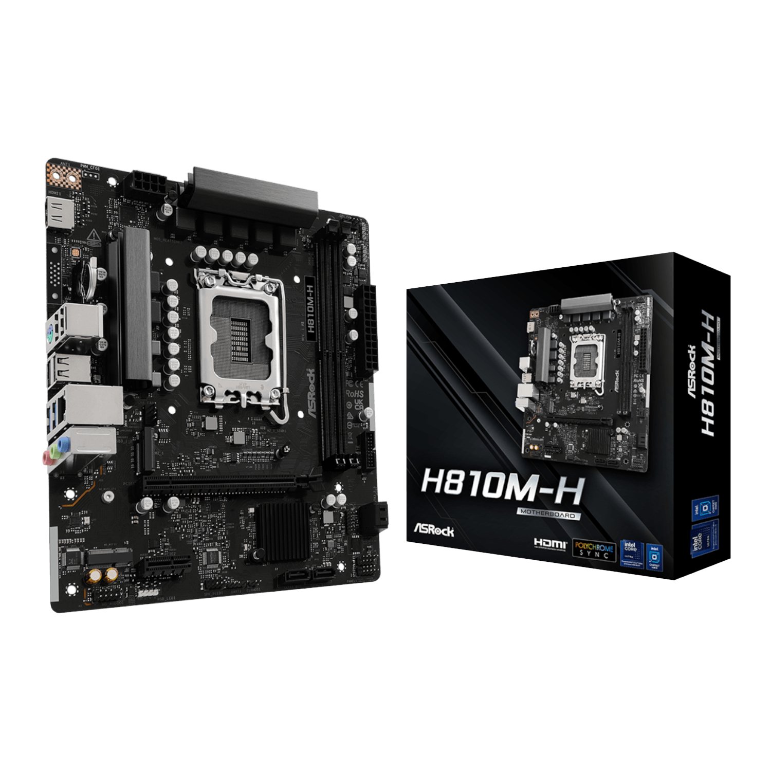 101120256911de2720a91.jpeg ASRock H810M-H Intel LGA1851 Micro ATX Motherboard - Black - Image 1