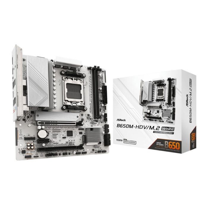 ASRock B650M-HDV/M.2 AM5 Micro-ATX Motherboard - White - Image 2