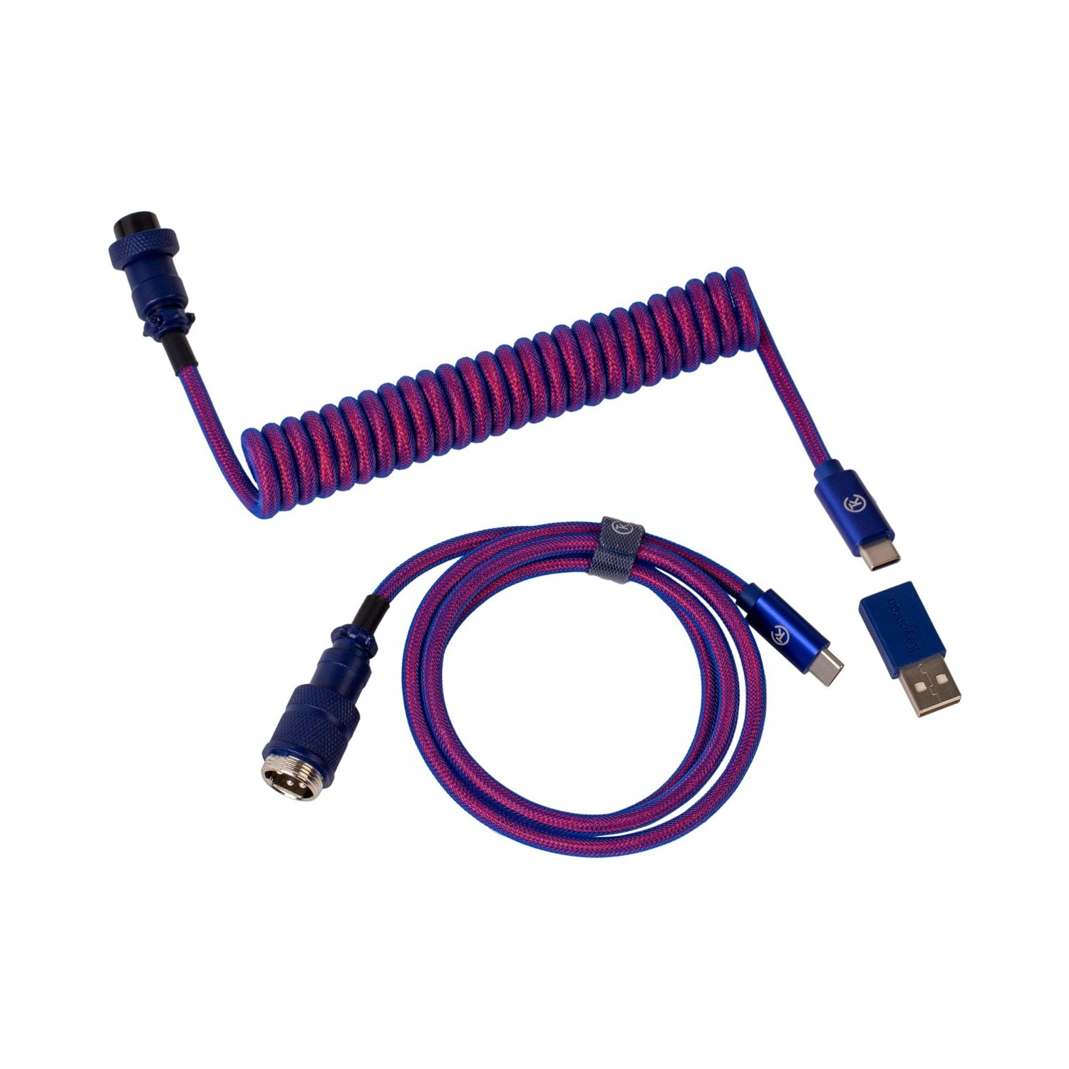 101120256911dfcc41b4b.jpeg Keychron Premium Coiled Aviator USB Cable | Type-C + USB-A Adapter | Detachable Aviator Connector | 108 cm - Image 1