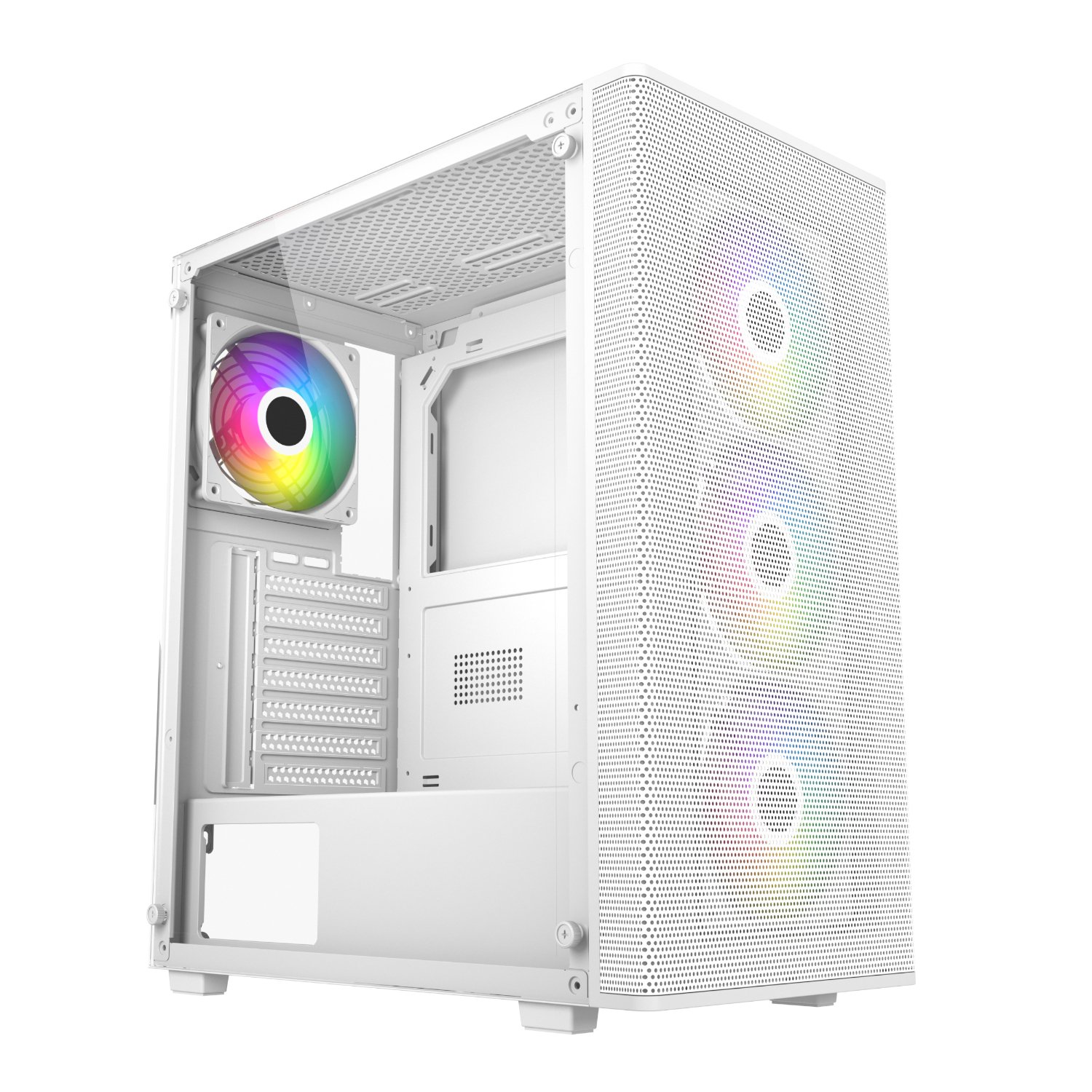 101120256911e04a160fd.jpeg FSP M220 ATX Mid Tower Gaming Chassis - White - Image 1