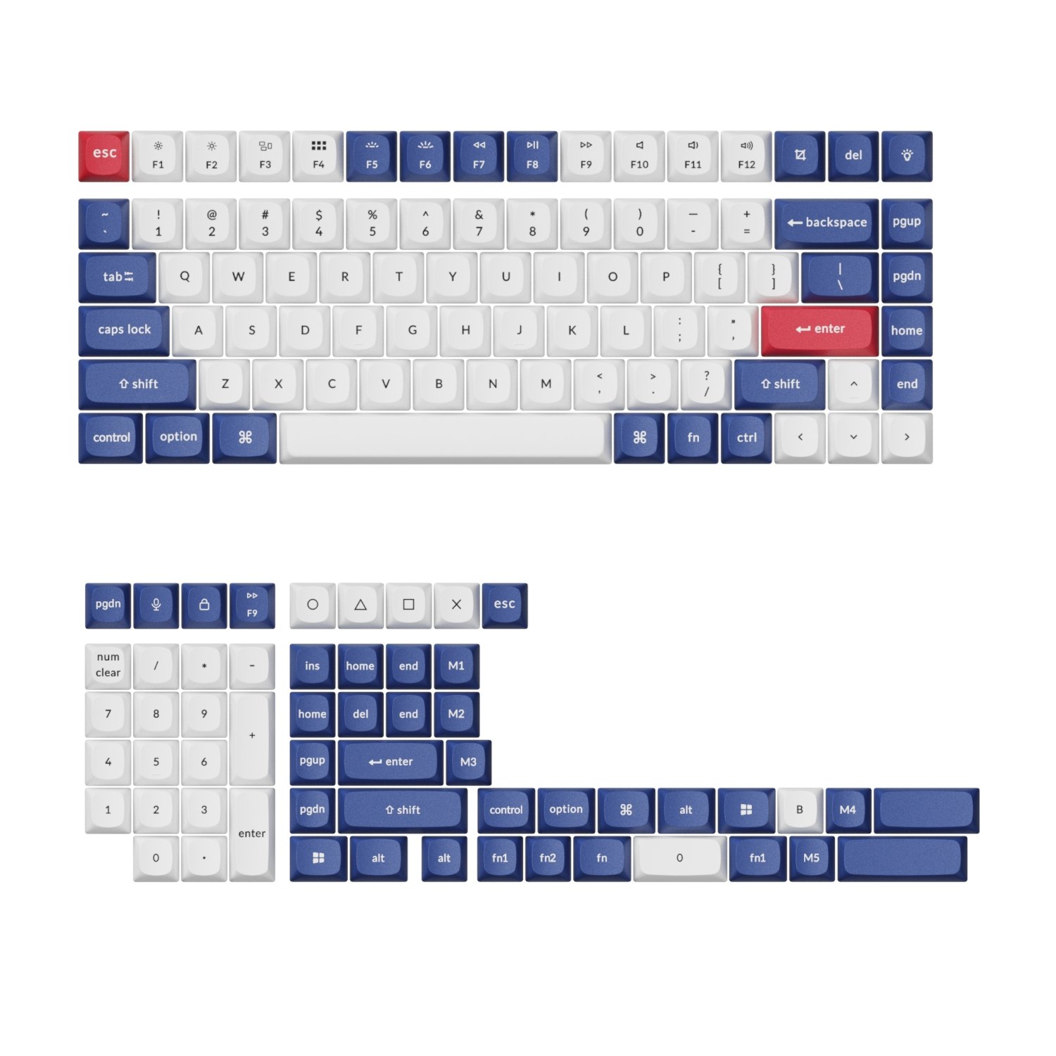 101120256911e075e314d.jpeg Keychron Double-Shot PBT OSA Keycap Set - Blue and White - Image 1