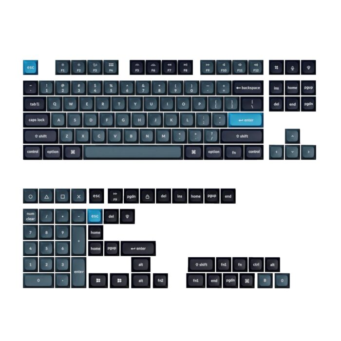 Keychron Double Shot KSA PBT Keycap Set - Dark Grey/Grey/Blue - Image 2