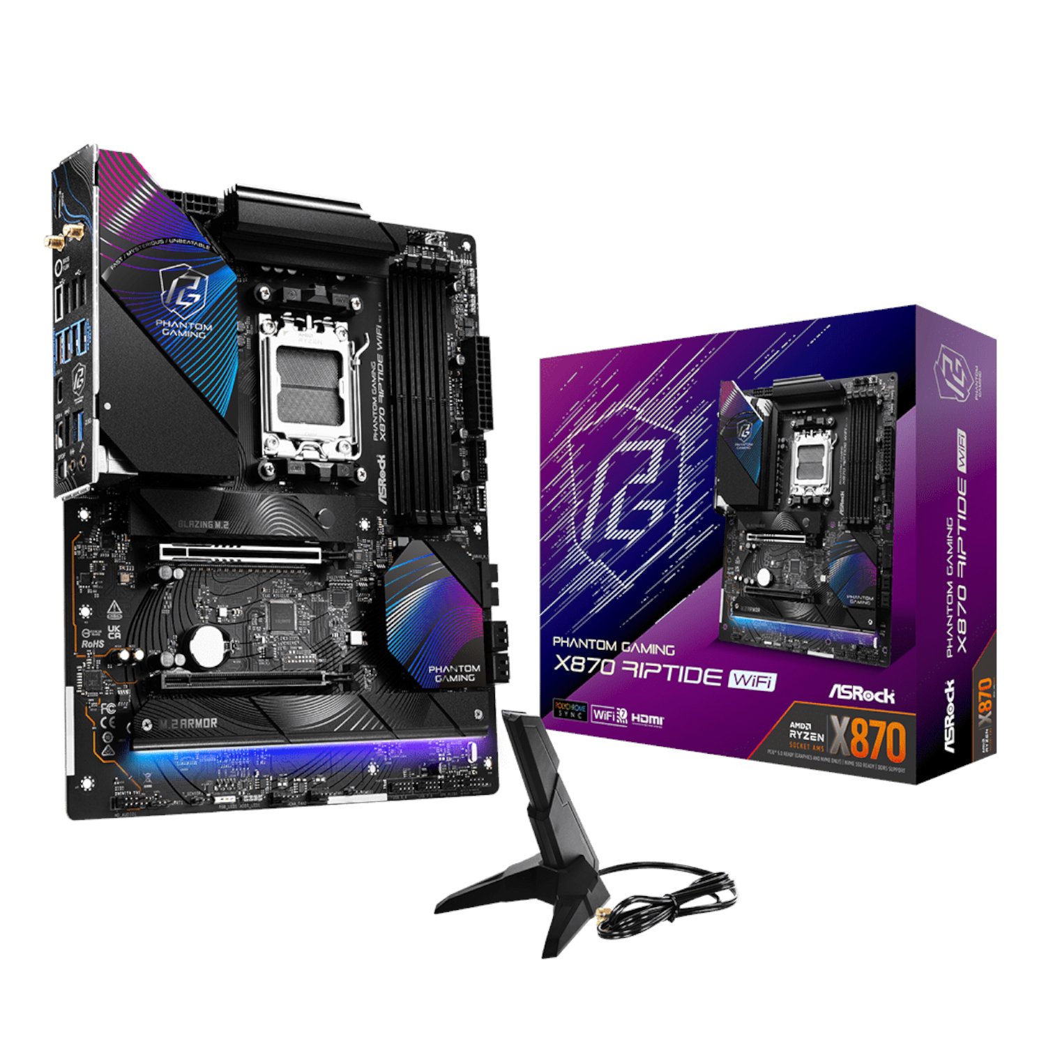 101120256911e118a4de1.jpeg ASRock X870 Riptide AM5 Wi-Fi Phantom Gaming Motherboard - Image 1