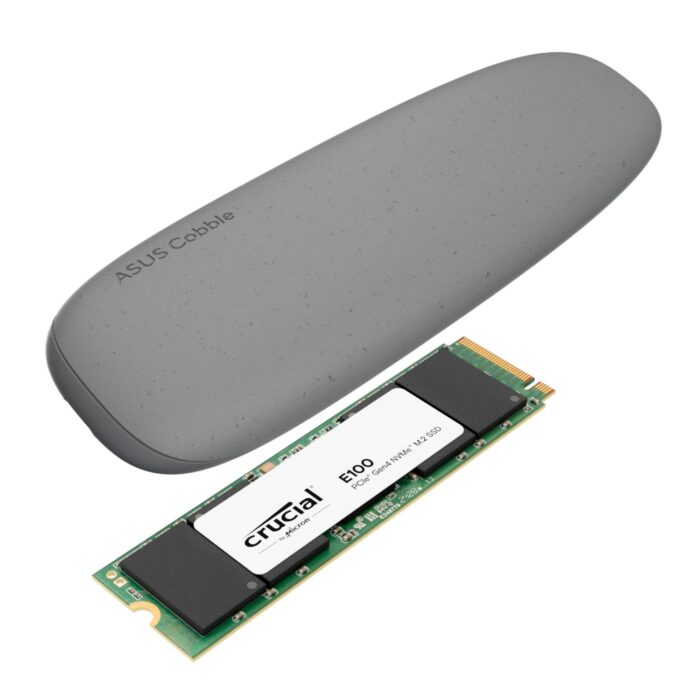 Asus Cobble M.2 SSD Type-C Enclosure and Crucial E100 1TB NVMe Bundle - Grey - Image 2