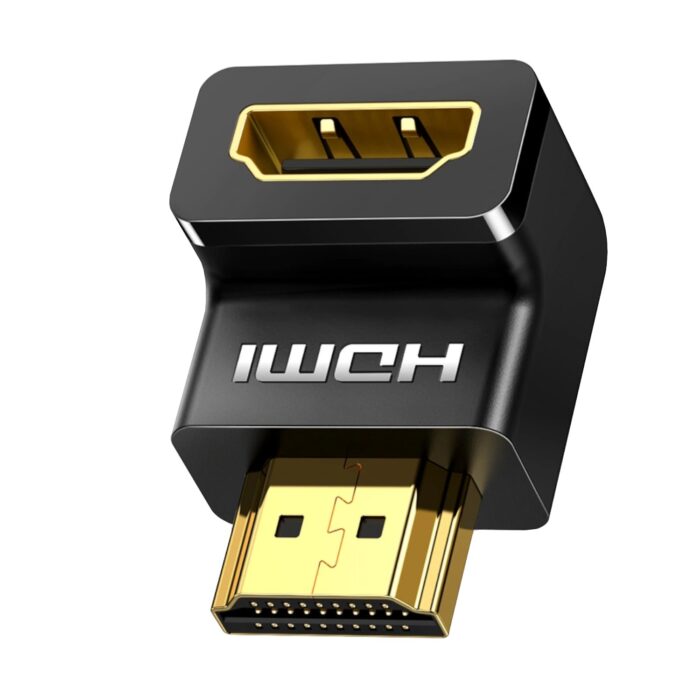 UGreen HD112 HDMI 4K Male to Female Down-angled Connector - Black - Image 2