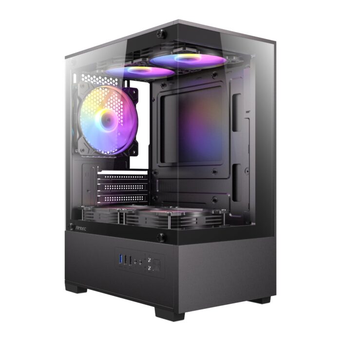 Antec VCX100M RGB Elite ATX, Micro-ATX, ITX Mini Tower Gaming Chassis – Black - Image 2