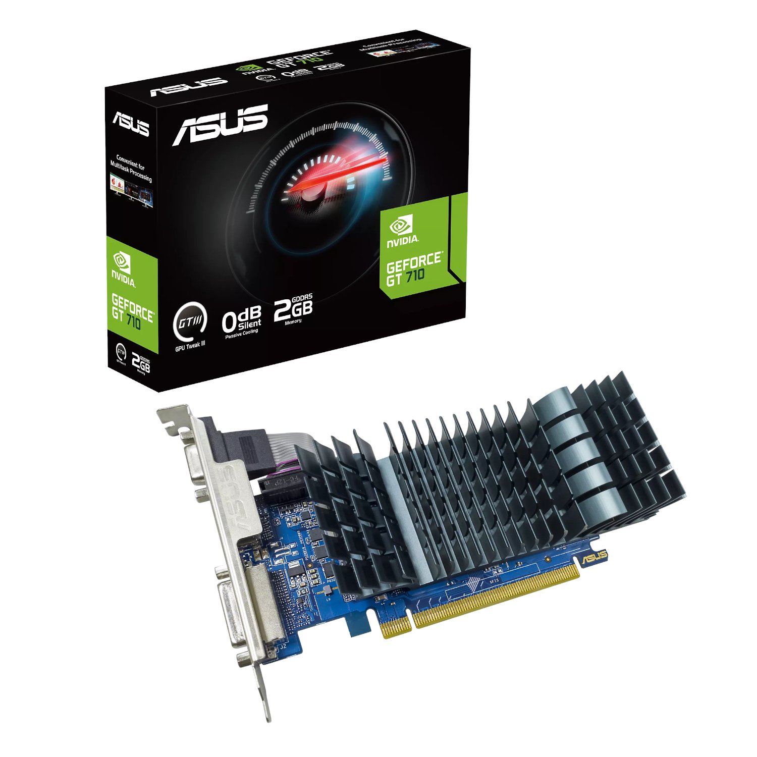 101120256911e30a1641b.jpeg Asus GeForce GT 710 2GB GDDR5 EVO Graphics Card - Image 1