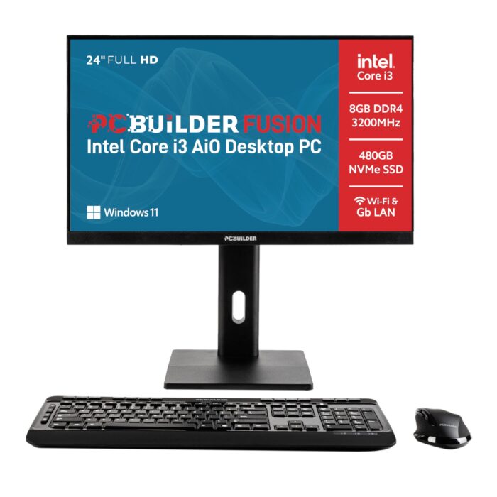 PCBuilder FUSION 24" Intel i3-14100 Windows 11 AiO Desktop PC - Image 2