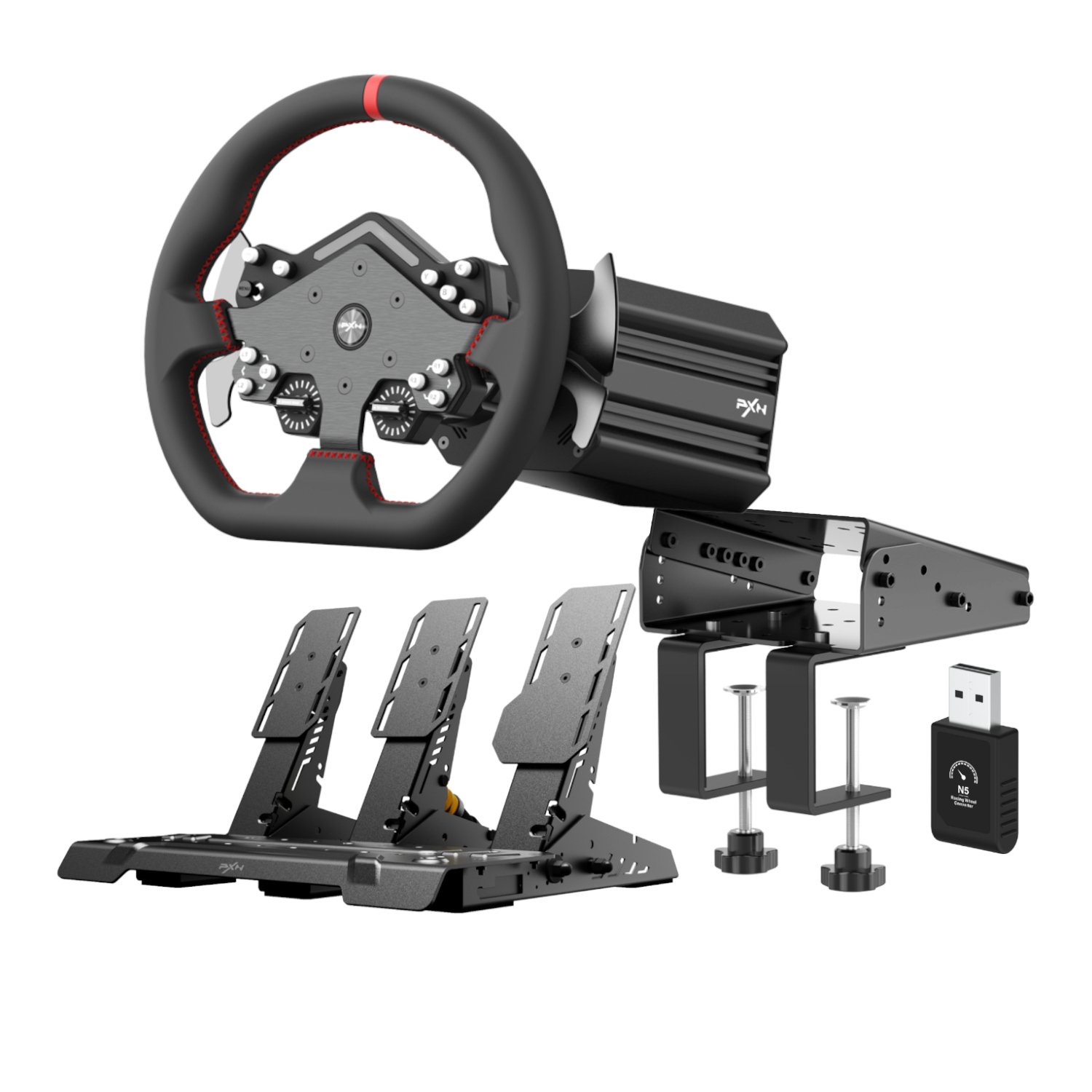 101120256911e3f4d660f.jpeg PXN V12 Lite Sim Racing Steering Wheel Bundle - Image 1