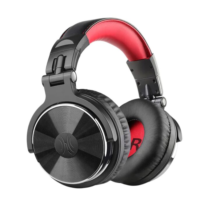 Oneodio Pro 10 Professional Wired Over Ear DJ and Studio Monitoring Headphones - Red/Black - Image 2