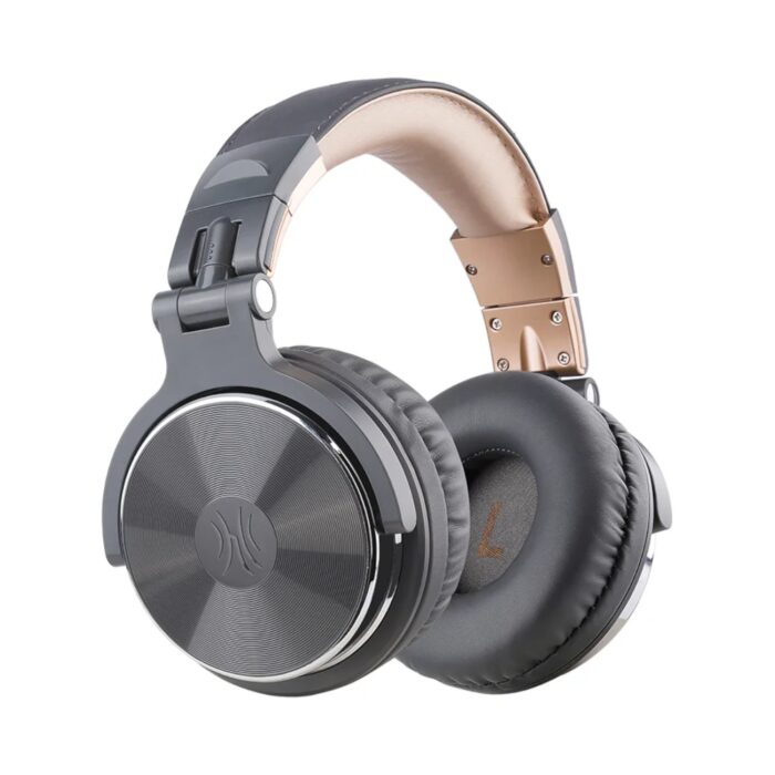 Oneodio Pro 10 Professional Wired Over Ear DJ and Studio Monitoring Headphones - Grey/Gold - Image 2