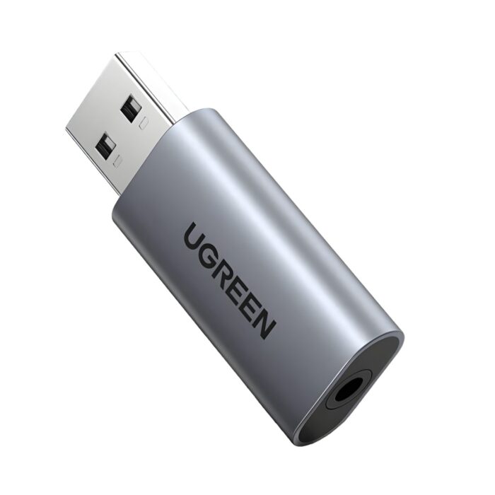 UGREEN CM383-80864 USB-A to 3.5mm Audio Jack External Sound Adapter - Silver - Image 2