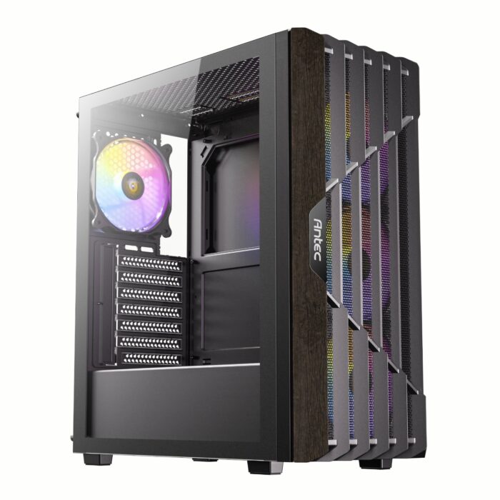 Antec AX63 Wood ARGB ATX Mid Tower Gaming Chassis - Black - Image 2