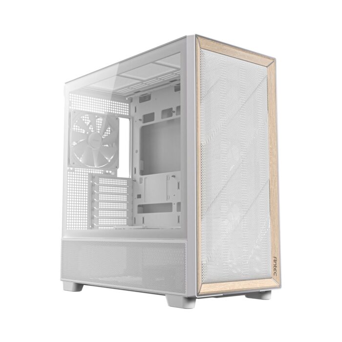 Antec FLUX Mid-Tower E-ATX Gaming Chassis Wood Front Panel - White - Image 2