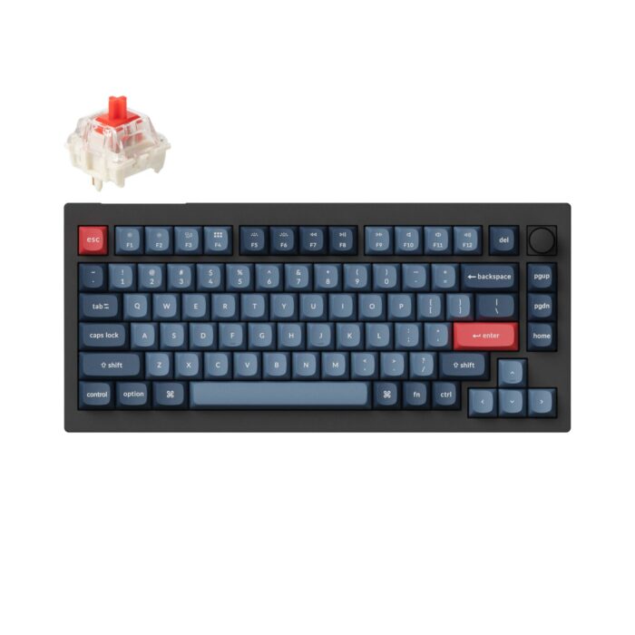Keychron V1 Max QMK/VIA Wireless Custom Mechanical Keyboard | RED Switches - Black - Image 2