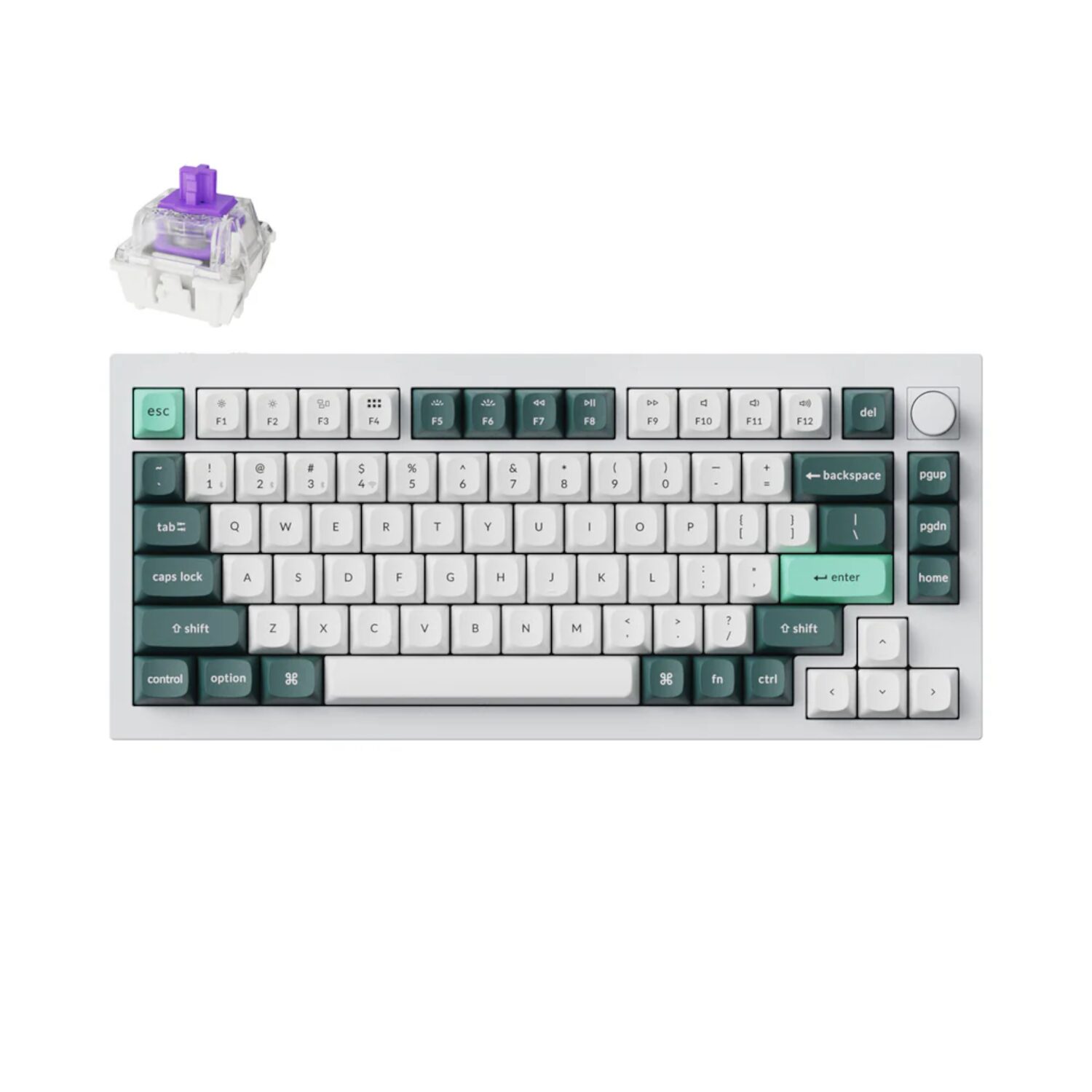 101120256911e8d219041.jpeg Keychron Q1H-P1 QMK Wireless Custom Keyboard - White - Image 1