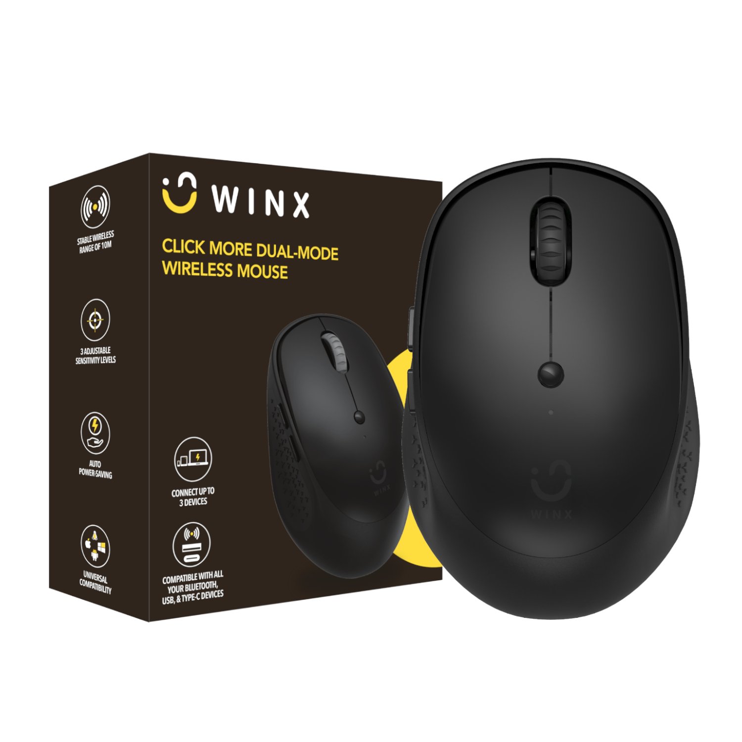 101120256911e984bf3dc.jpeg WINX CLICK More Dual-Mode Wireless Mouse - Black - Image 1