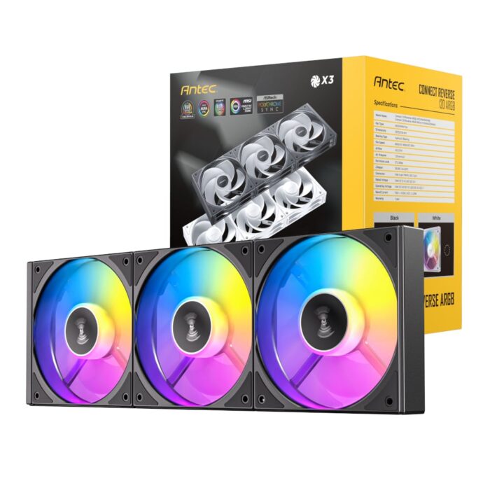 Antec Connect 120 Reverse ARGB PWM Fan 3 Pack - Black - Image 2