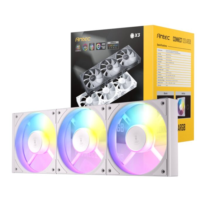 Antec Connect 120 ARGB PWM Fan 3 Pack - White - Image 2