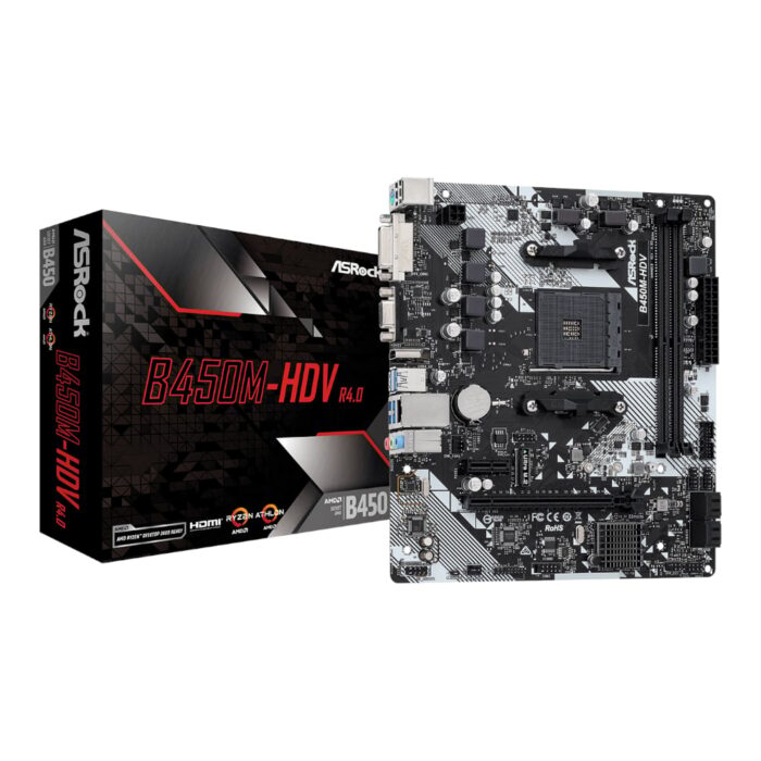 ASRock B450M-HDV R4.0 AMD AM4 M-ATX Motherboard - Image 2