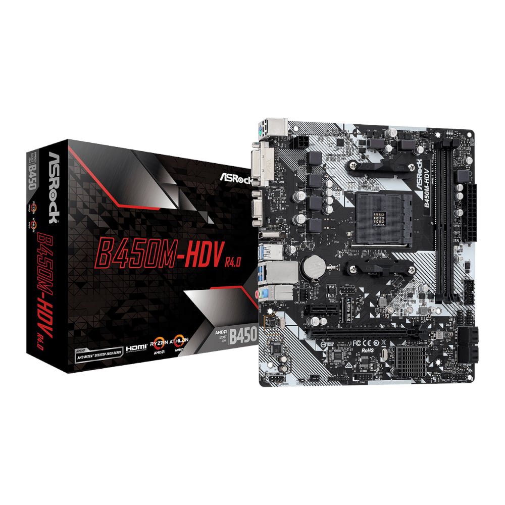 101120256911ebdca8500.jpeg ASRock B450M-HDV R4.0 AMD AM4 M-ATX Motherboard - Image 1