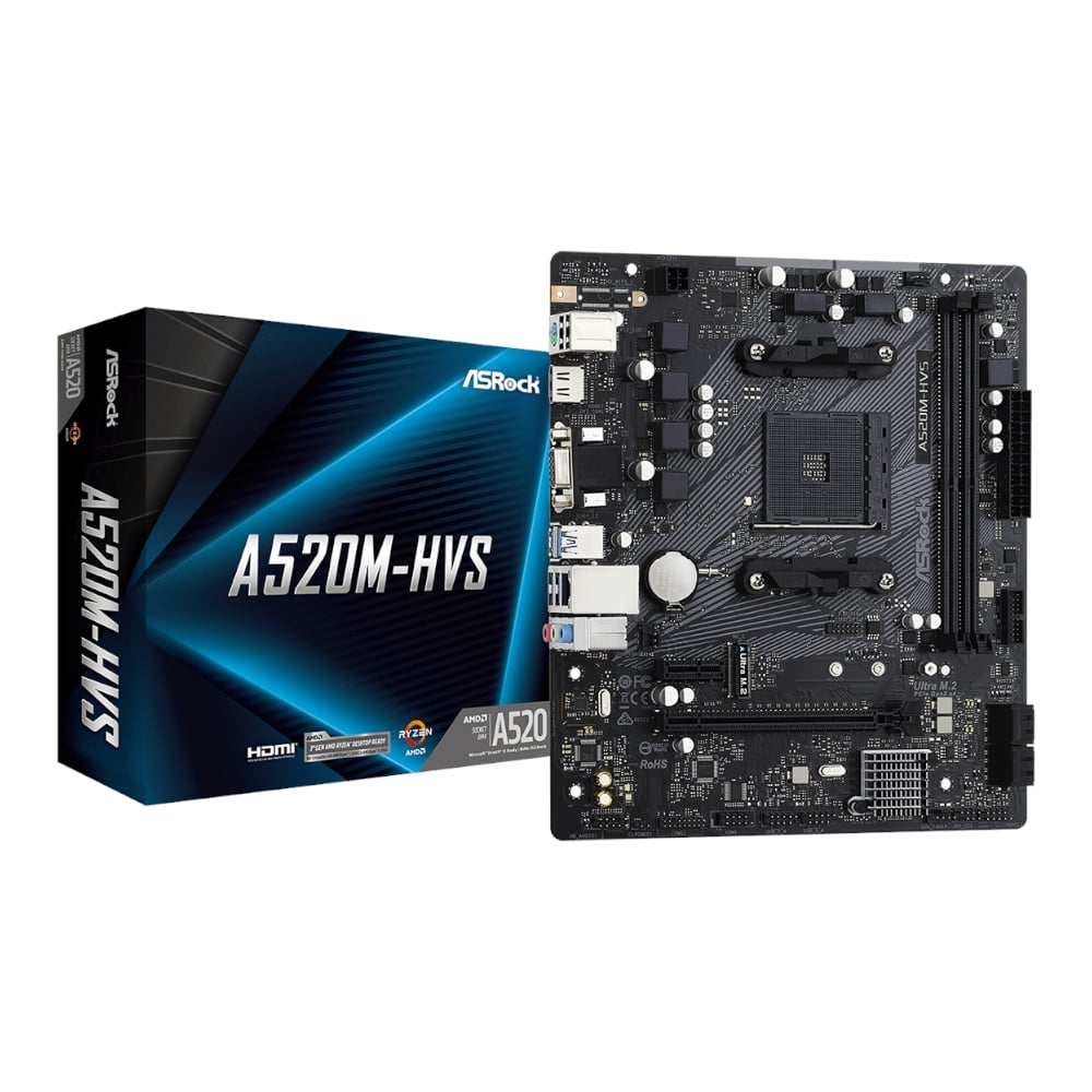 101120256911ebe00423d.jpeg ASRock A520M-HVS AMD AM4 M-ATX Motherboard - Image 1