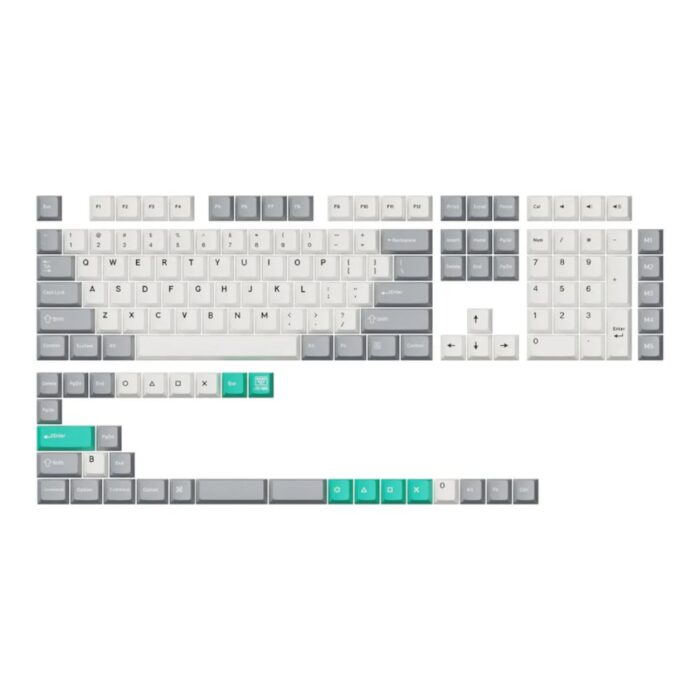 Keychron Cherry Profile Double Shot PBT Full Keycap Set - Grey/White/Mint - Image 2