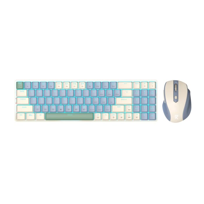 Redragon BS8772 Wireless Keyboard and Mouse Combo - Cream/Blue - Image 2
