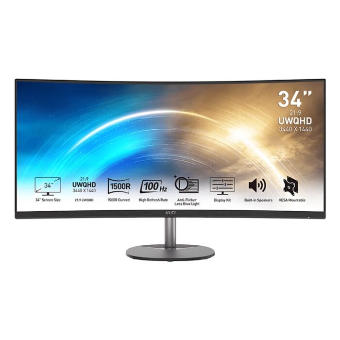 MSI PRO MP341CQ 34″ VA Ultrawide Curved Pro Monitor (1500R, 3440x1440, 1ms, 100Hz) - Image 2
